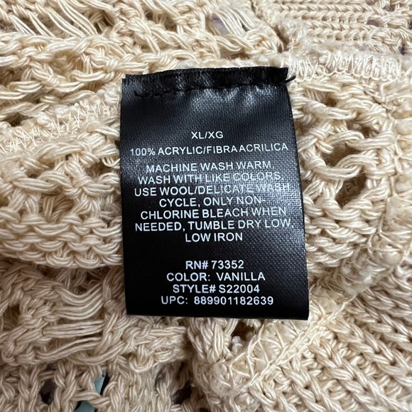 United States Sweaters Crochet Open‎ Knit Cardigan Coverup XL Cream Beige - Picture 9 of 9